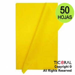 PAPEL SEDA BARRILETE COLOR 50X70 CM -50 HOJAS AMARILLO X 1